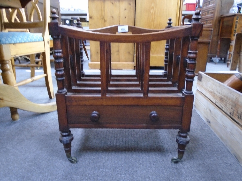 A Victorian rosewood canterbury having one drawer on turned legs 46cms - Image 2 of 2