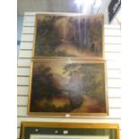 Pair small oil on canvas signed W Collins Water scene AF