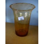 Whitefriars controlled bubble vase: with flared rim in amber 23cm high