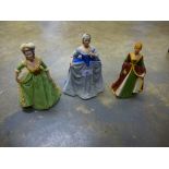 3 Matt finished ceramic ladies by Franklin mint, Catherine The Great, Isabella of Spain and Marie