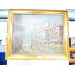 Gilt framed oil on canvas signed 'Conden' street scene