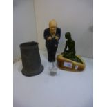 Vintage plaster model of Churchill, vintage Carlsberg advertising model, Swarovski style mouse and