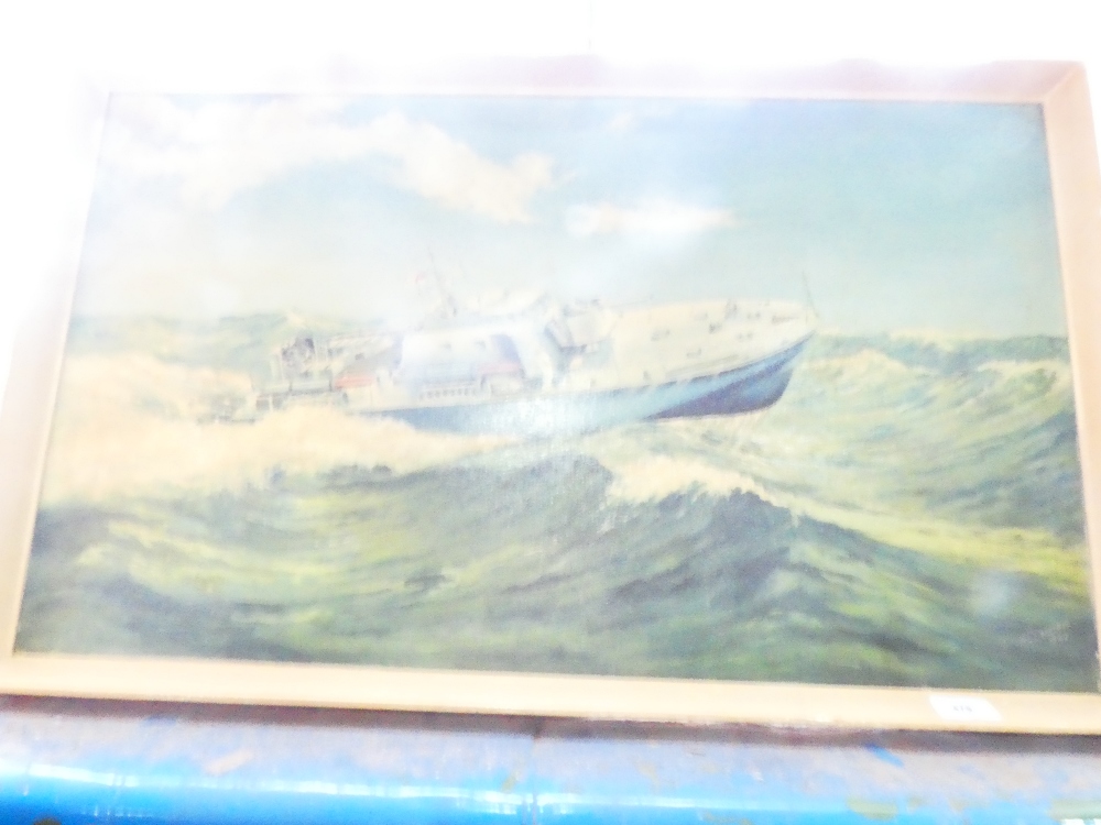 Framed oil on board boat scene by AC Crabtree 1962