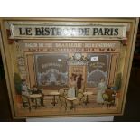 Framed 3D French bistro scene entitled 'Le Bistrot De Paris'