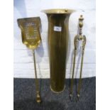 Military WWII shell converted into an umberella stand with tongs etc.