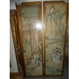 2 Japanese original framed and glaze paint silk