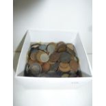 Box of mixed UK and foreign coins