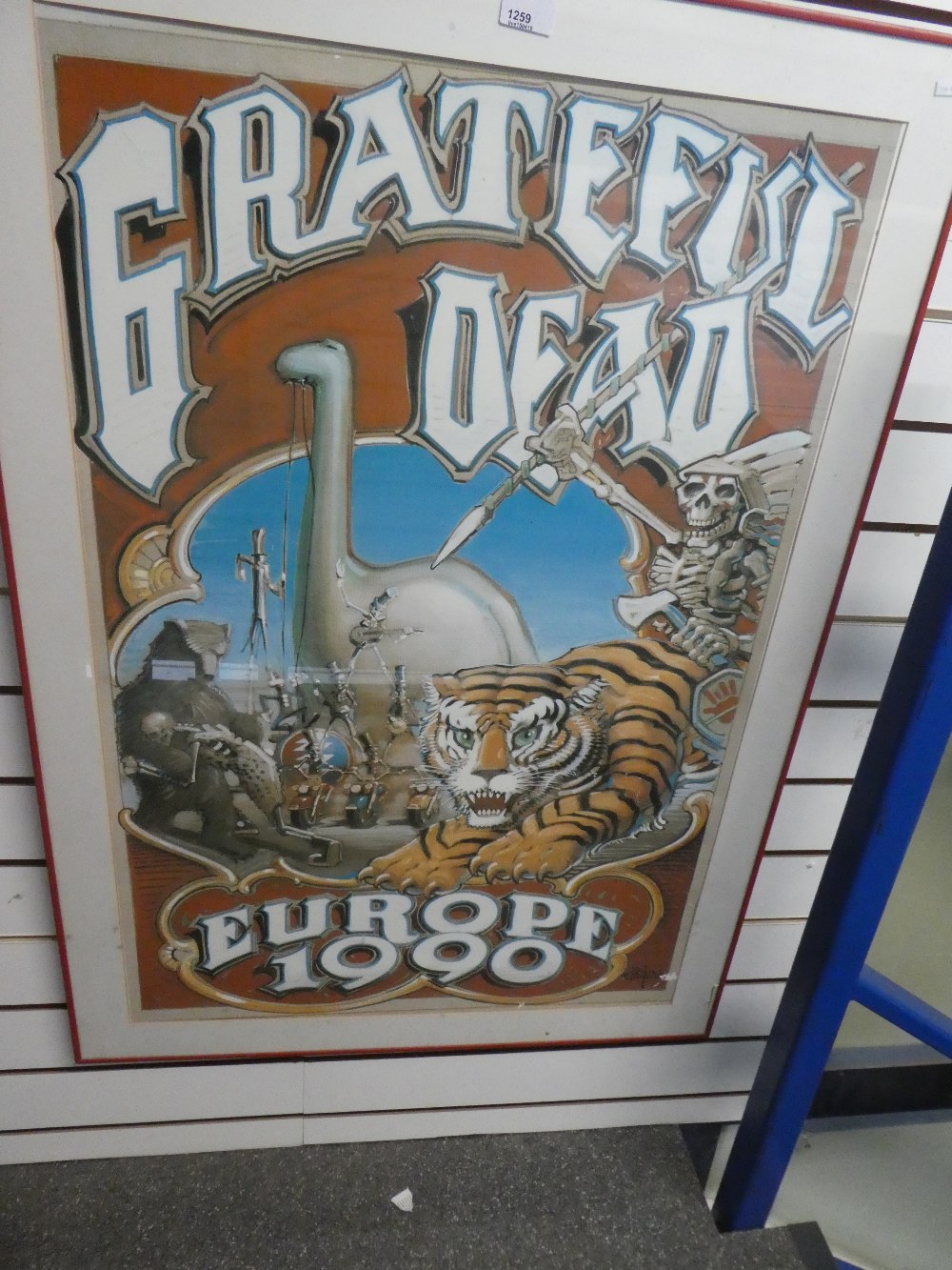 Framed grateful Dead - Europe 1990 poster by Rick Griffin 95 x 63cm