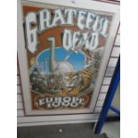 Framed grateful Dead - Europe 1990 poster by Rick Griffin 95 x 63cm