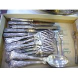 Quantity of silver plated cutlery, United States Navy, king's pattern comprising approx. 29