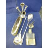 Small collection of silver and silver plated items including a small silver epergne, small lyre