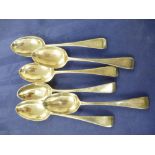 Set of 6 Victorian silver dessert spoons engraved with initial, London 1870 G.A for George