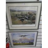 Two framed and glazed prints of military aircraft, one entitled 'Mosquito' by Robert Tomlin and