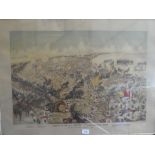 Framed print depicting; the charge of the 21st lancers, titled 'A second Balaclava Charge'