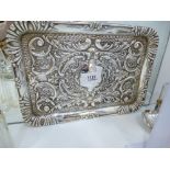 Edwardian rectangular silver trinket tray with embossed decoration Cher 1906, J& R.G for J&R