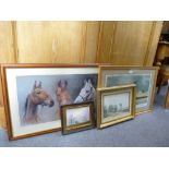 A Peter Scott pencil signed print and three other pictures