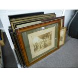 A quantity of old framed black and white photographs to include the crew of HMS Impregnable,