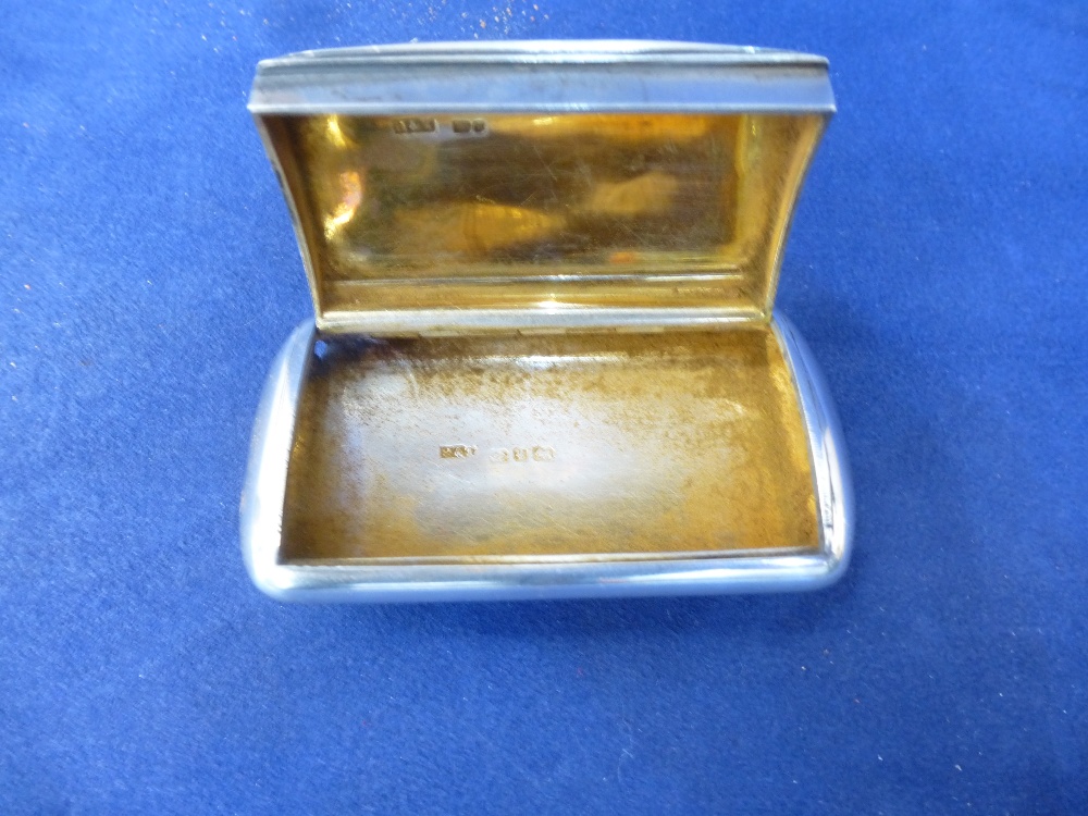 Late Victorian rectangular silver snuff box, hinged lid engraved in cartouche 'PRESENTED TO - Image 2 of 2