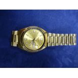 Gents Seiko 5 Automatic wristwatch calibre 7526 date aperture, gilded stainless steel articulated