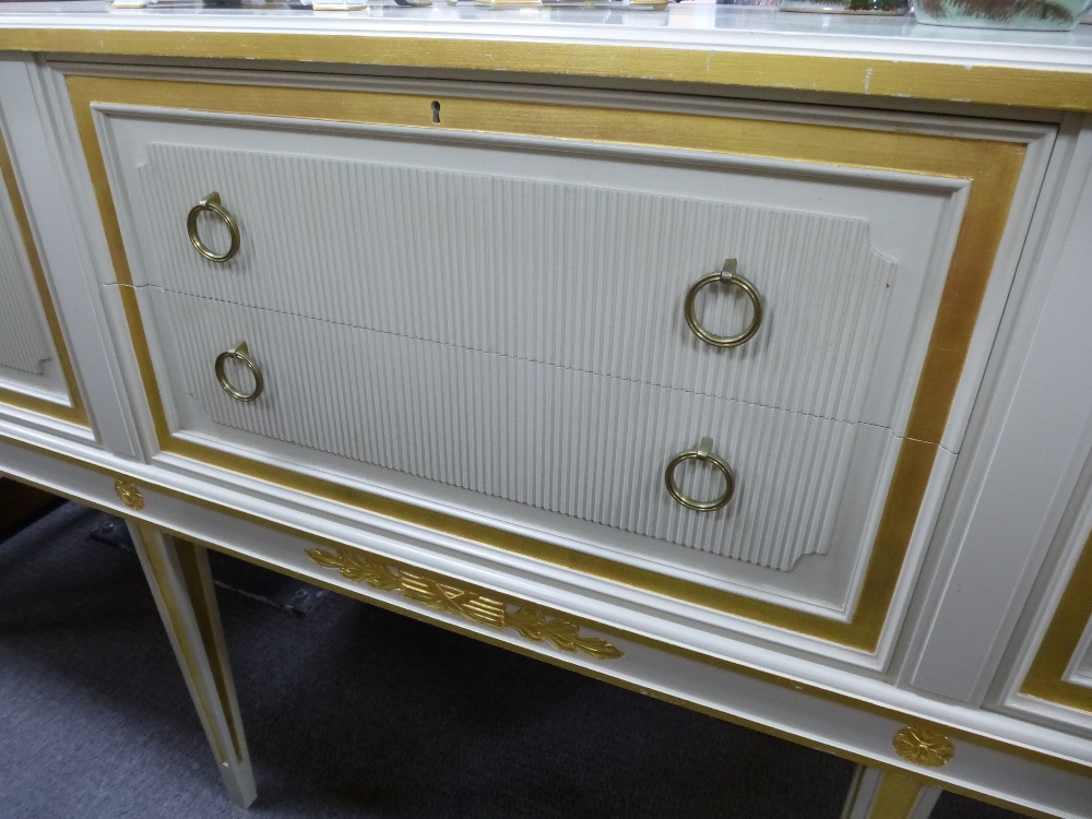 Lysberg Hansen and Thorp Louis XVI style dining room suite. cream painted and parcel gilt with - Image 6 of 6