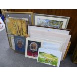 A quantity of mixed pictures mainly watercolours, some signed.