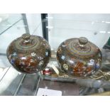 Pair of small Japanese cloisonné enamel pot pourri with lids