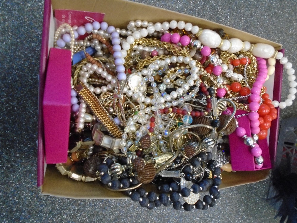 Box of costume including bead necklaces, bracelets etc.