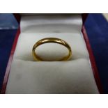 22ct yellow gold wedding band, stamped 22, 2.9g size M