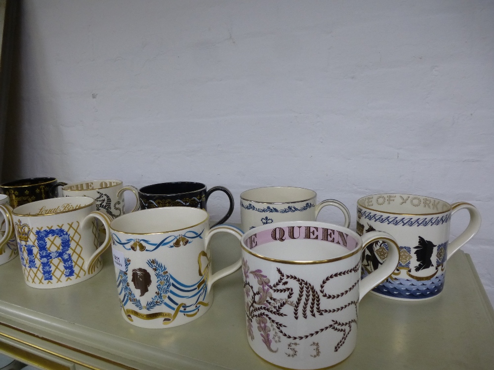 Ten Wedgwood commemorative mugs designed by Richard Gayott some limited editions. - Image 2 of 2