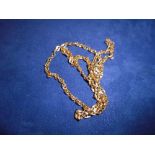 9K Yellow gold flat mariner neck chain, stamped 375 and 9K, 22.5cm long, 8g