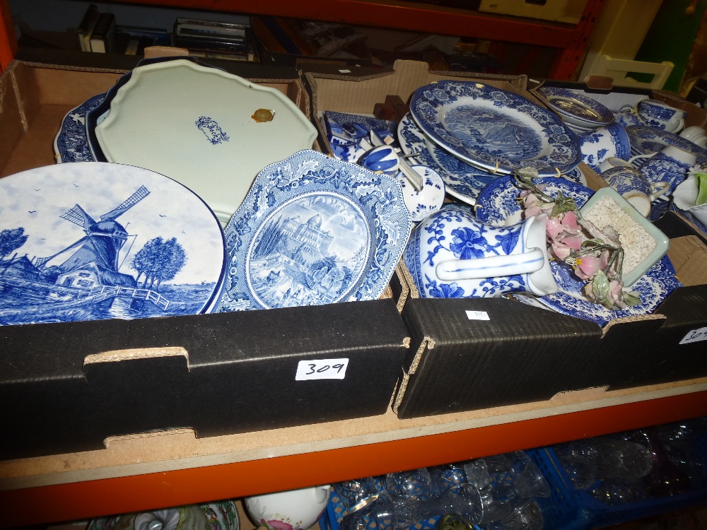 10 boxes of blue and white china to incl. plates, vases, jugs, teapots, cups etc. - Image 2 of 3