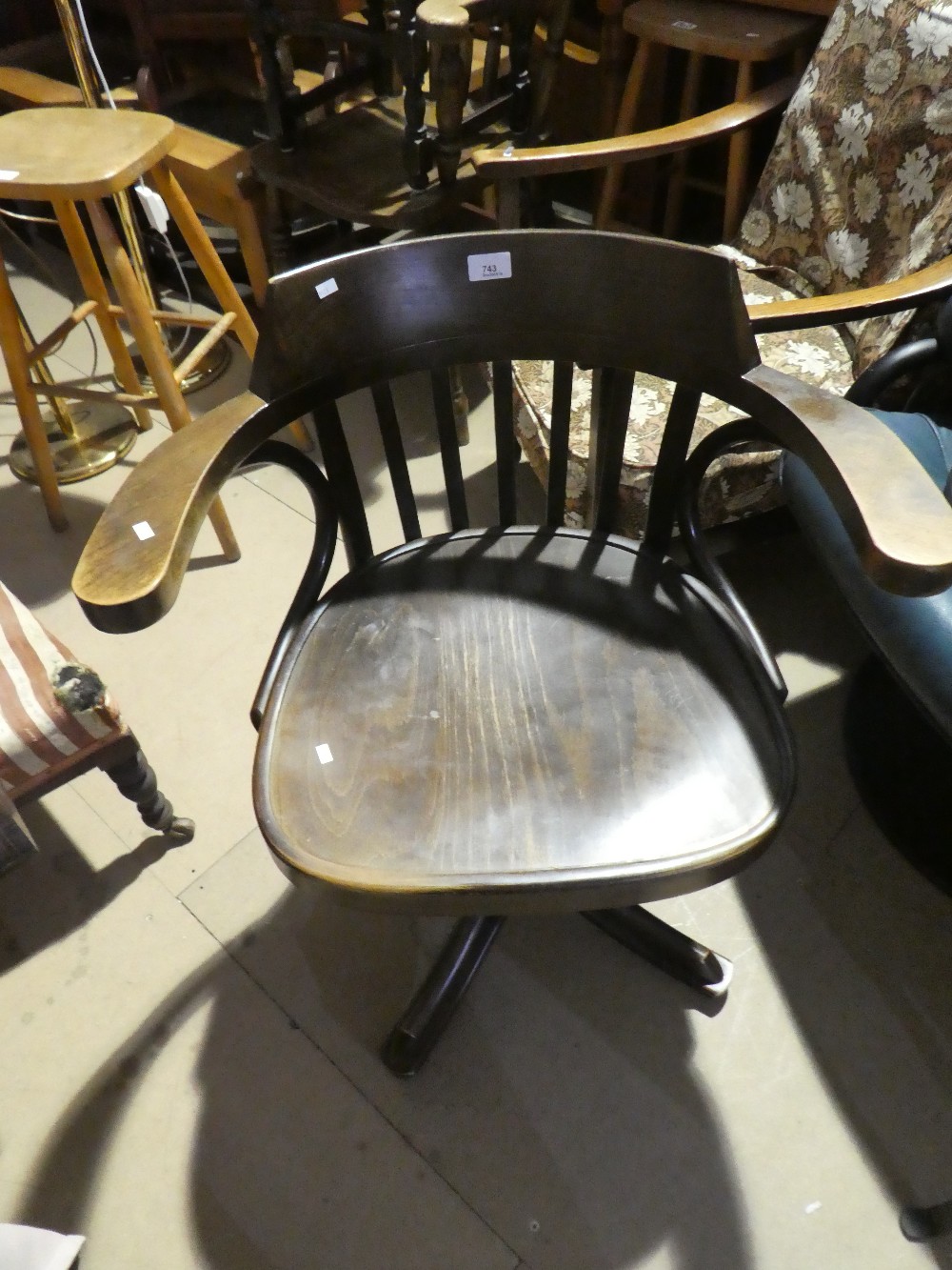 and bentwood revolving desk armchair A/F