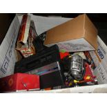 Box of retro toy robots etc.