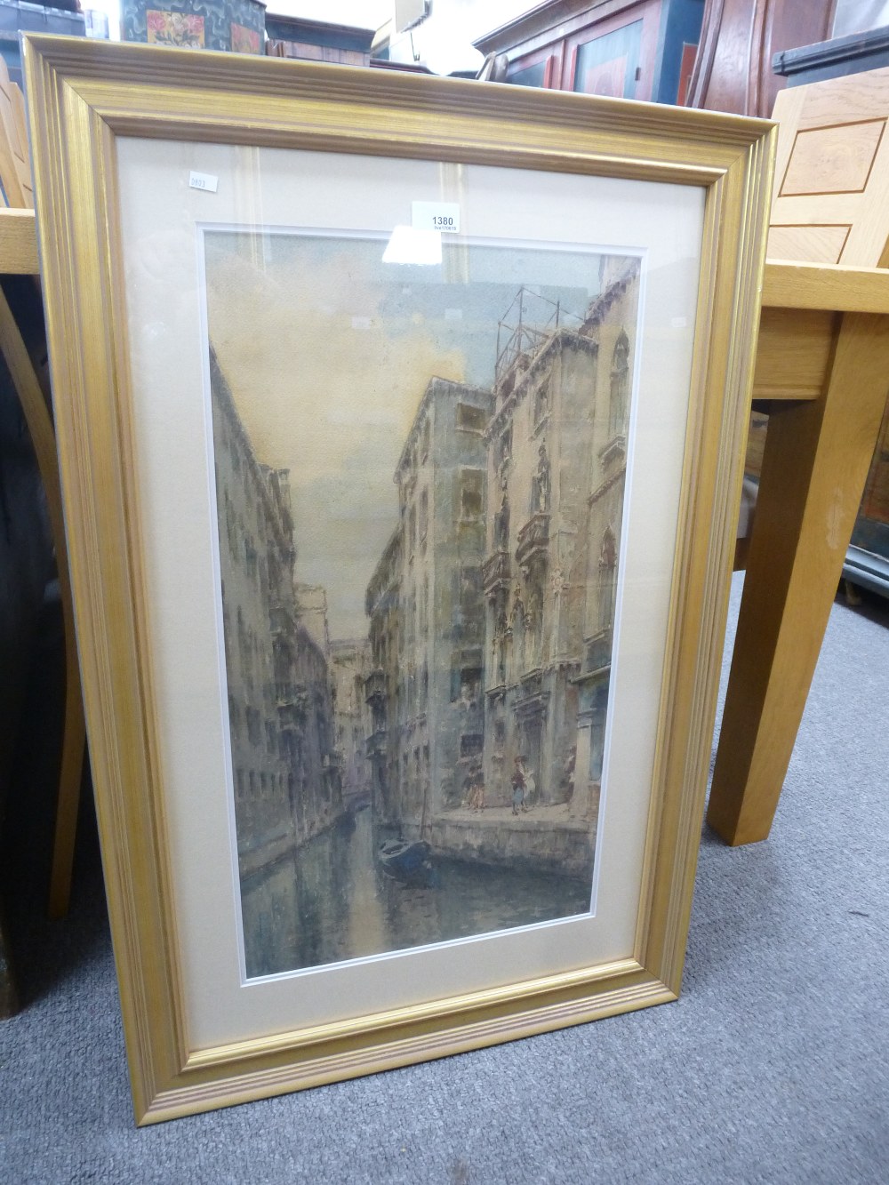 An early 20th century watercolour of Venice Canal, indistinctly signed G.R. Collis 35 x 64 cms