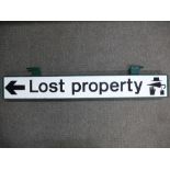 A 'Lost Property' sign with green painted frame, 106cms.