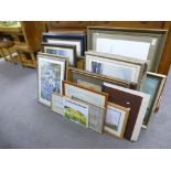 A quantity of mixed pictures mainly watercolours, some signed.