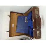 Small vintage briefcase containing coins, album, etc