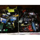 Two boxes of vintage and modern matchbox and other model vehicles