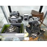 Six vintage Exakta 35mm cameras to include the VX500 model