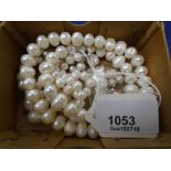 Two freshwater pearl necklaces, pair of earrings with silver backs, etc