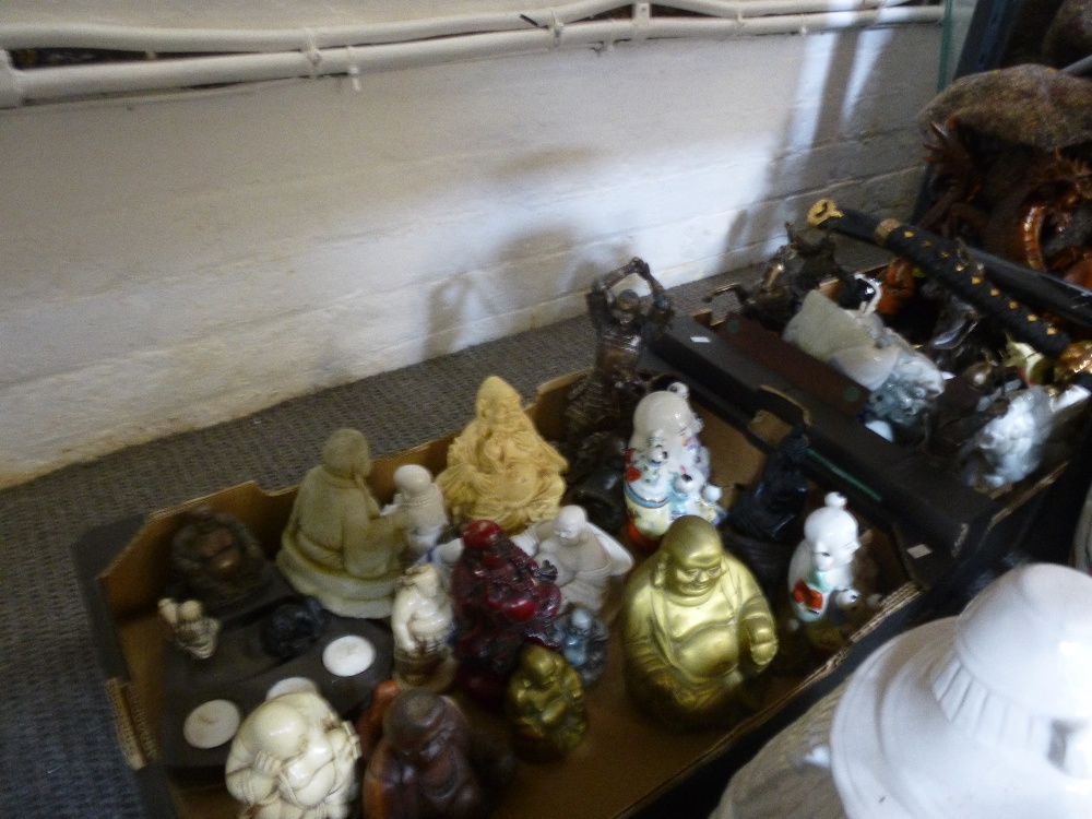 A quantity of Oriental items mainly reproduction, to include Satsuma vases, Buddha's and three - Bild 2 aus 4