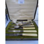 Set of 6 Sheffield late 19th Century silver bladed fruit knives with composition handles A/F,