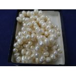 Fresh water pearl necklace, 44cm long together with 2 shorter similar necklaces, without clasps,