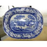 A 19th century Blue & White platter having floral border.