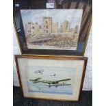 A Perceval - Judge; a watercolour of the Ruins of Formia and a watercolour by Haskins of WWI fighter