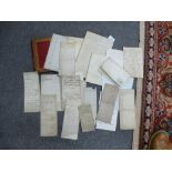 A quantity of mixed deeds and paperwork some 17th/18th century and a leather bound album.