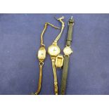 Two lady's wristwatches, both with 9ct yellow gold cases, smaller lady's wristwatch with 9ct