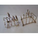 Small Elkington & Co., silver toast rack, Birmingham 1935, and one other silver toast rack, total