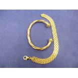 Modern 9ct yellow gold wrist cuff of twisted design together with chain link style bracelet, both