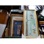 A box of mixed framed and glazed pictures